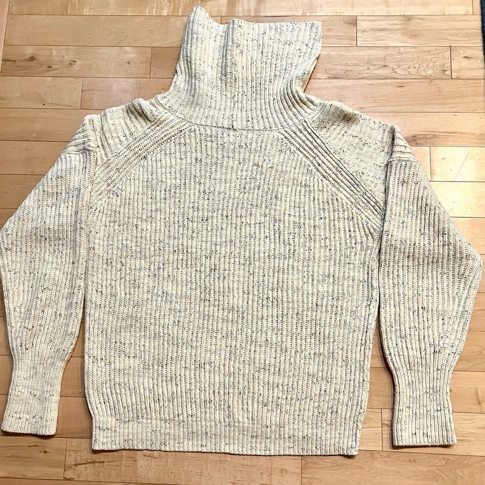 NWT Free People Leo Tunic Sassy Peach Combo Oversized Cowl Neck Sweater, Medium - Picture 3 of 9